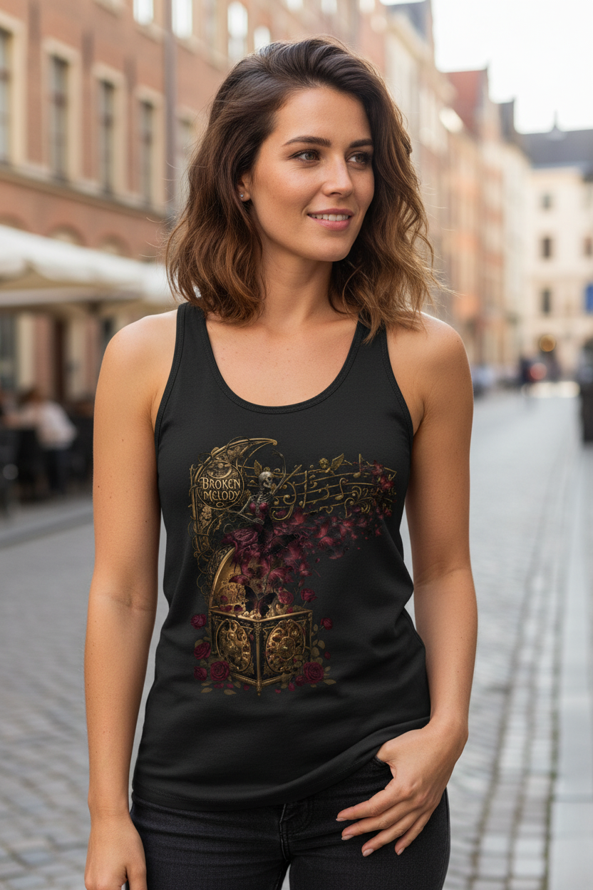 BROKEN MELODY Damen Tanktop Schwarz - Urban Lifestyle Photography